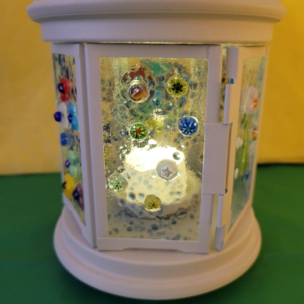 Handmade Metal Lantern with fused Glass (310)